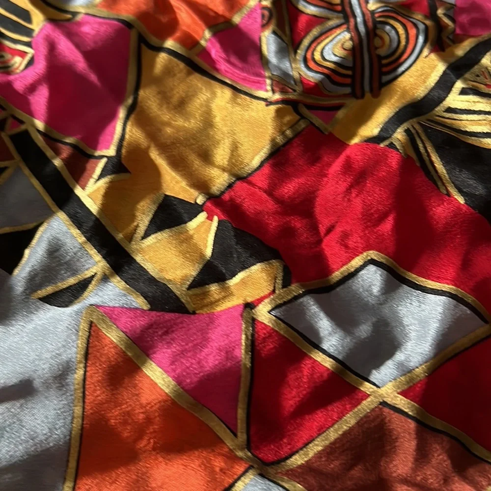 Honey 100% silk vintage abstract scarf 28” square
